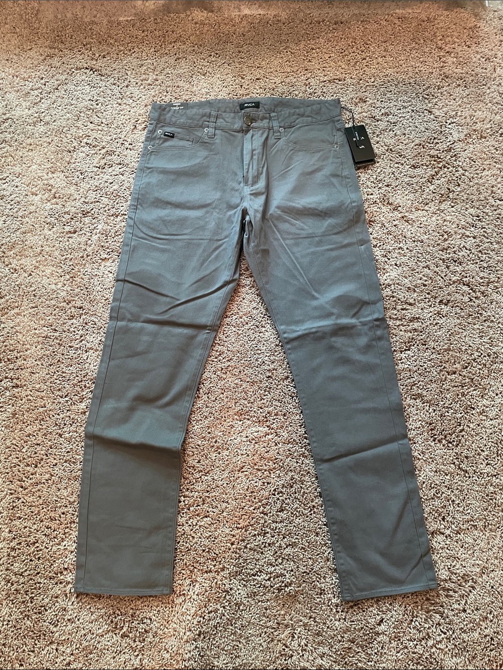 NWT RVCA Slate Gray Slim Straight Jeans size 33